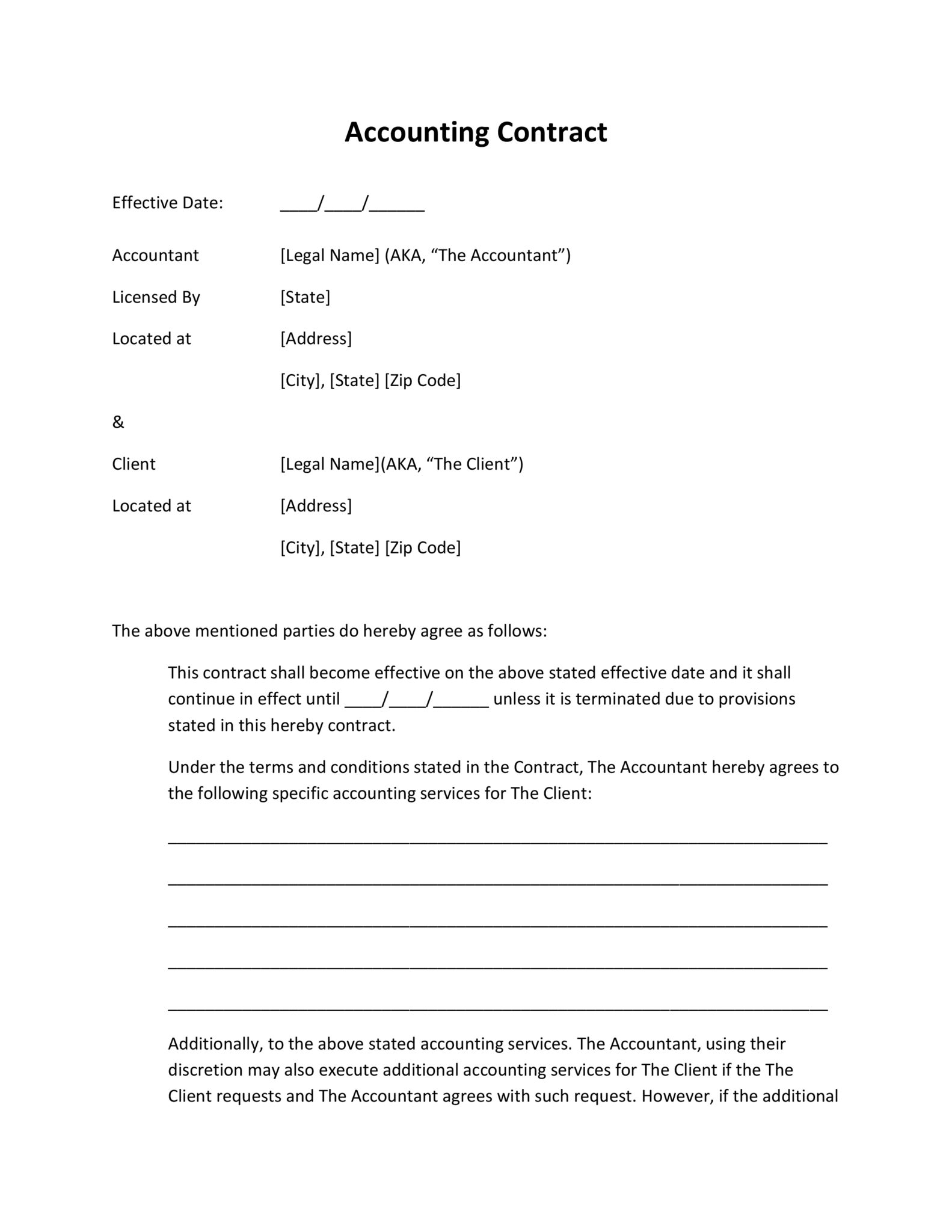 Basic Service Agreement Template Free Printable Cleaning Services 