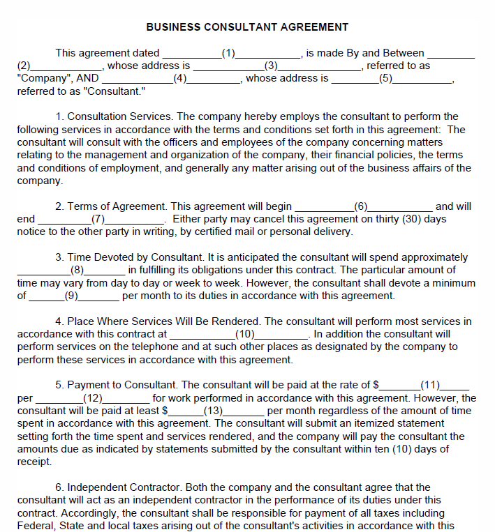 Business Consultant Agreement