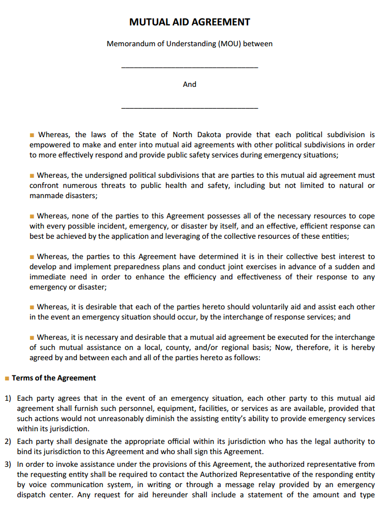 Mutual Aid Agreement Templates PDF Template