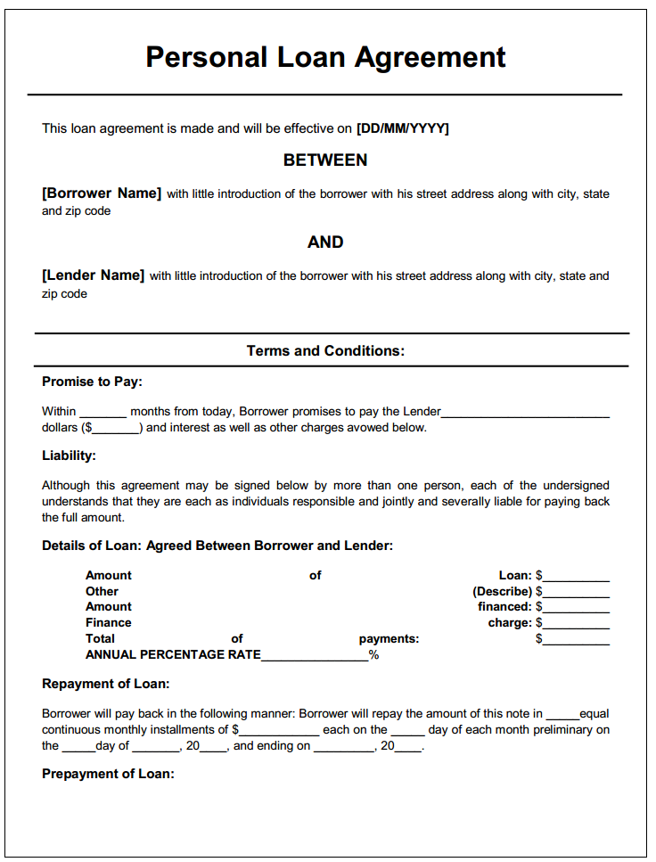 simple loan agreement template