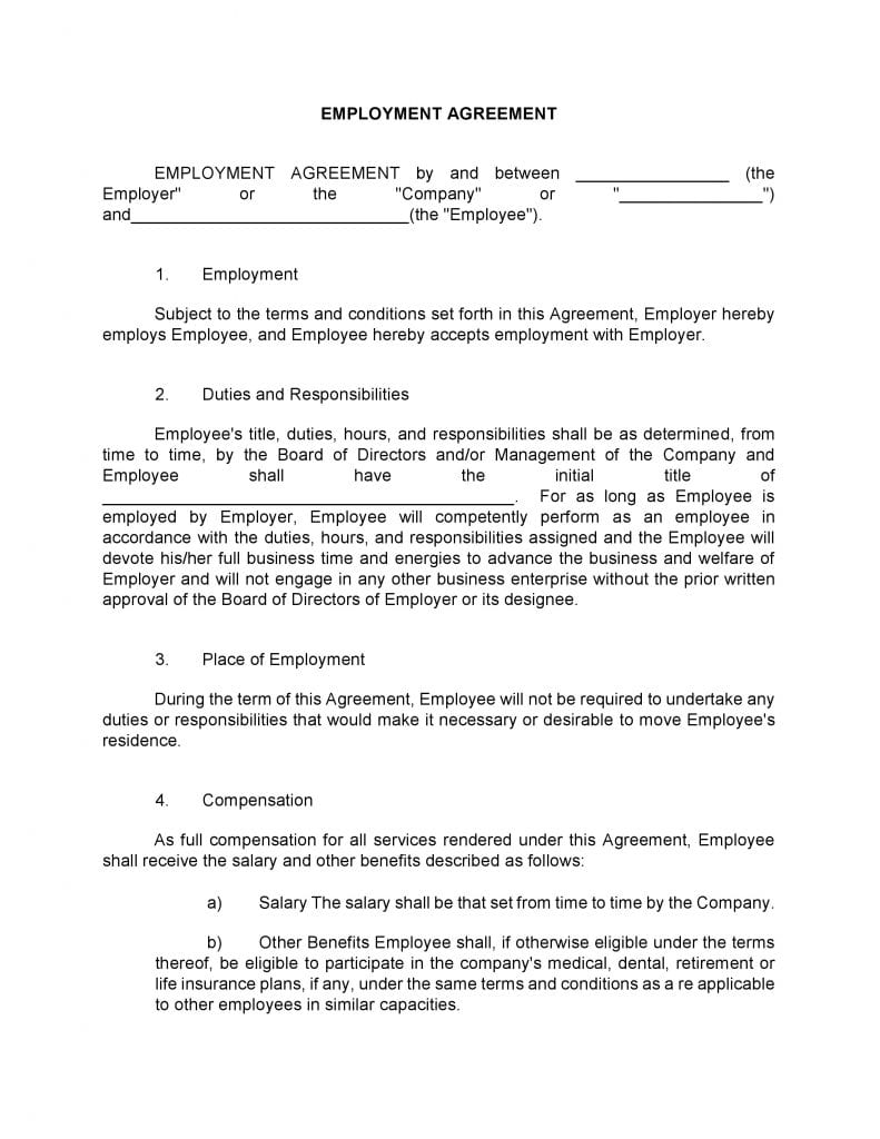 Standard Employment Agreement